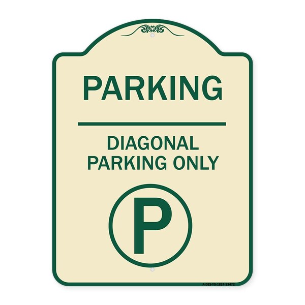 Signmission Parking Diagonal Parking W/ Parking Heavy-Gauge Aluminum Sign, 24" x 18", TG-1824-23472 A-DES-TG-1824-23472 - main